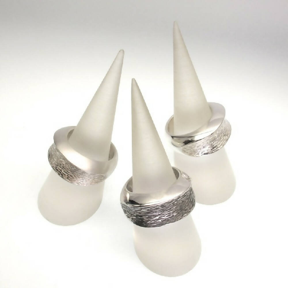 Sterling silver wide textured ring 5