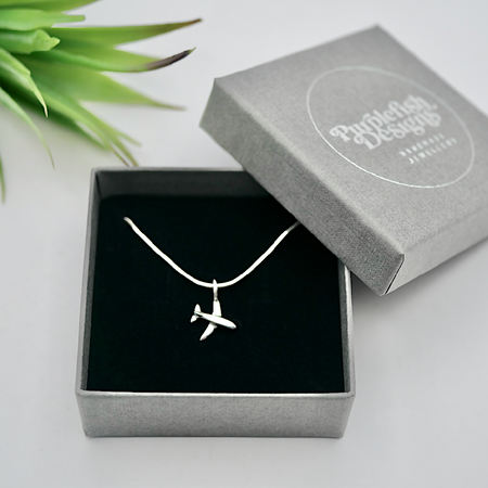 Tiny Plane - Handmade Sterling Silver Aeroplane Pendant with Snake Chain