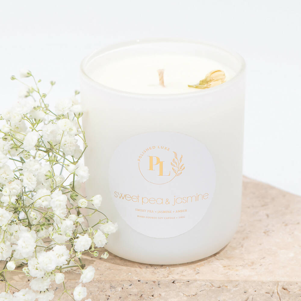Floral Soy Candle Sweet Pea & Jasmine