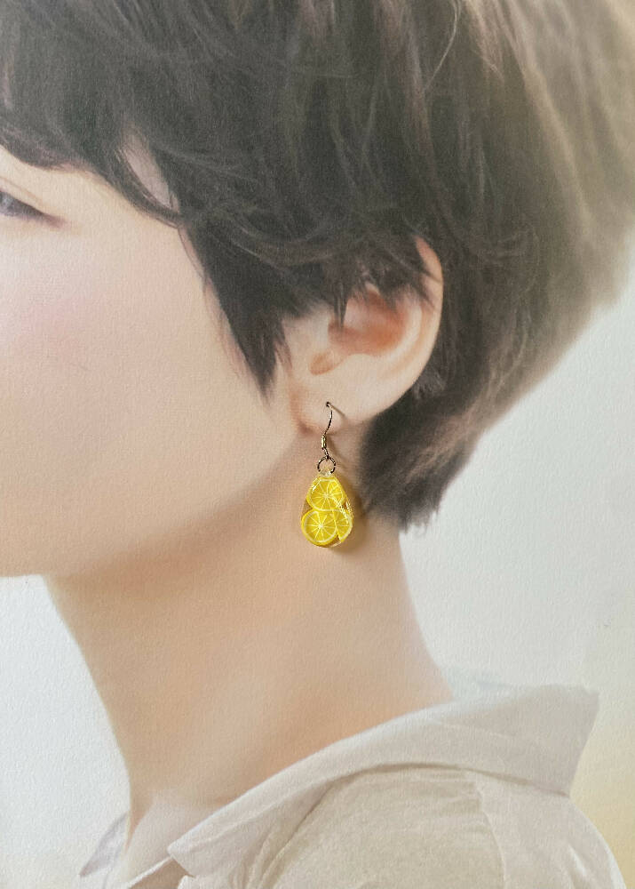 Resin orange/lemon earrings