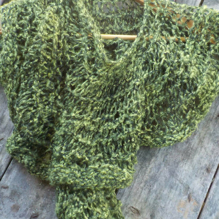 ruffle scarf made from mohair blend yarn, rich green ON SALE!!!