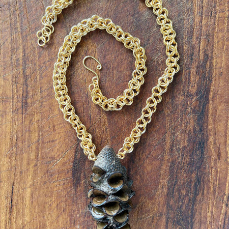 Banksia | Handmade chain necklace with banksia pod