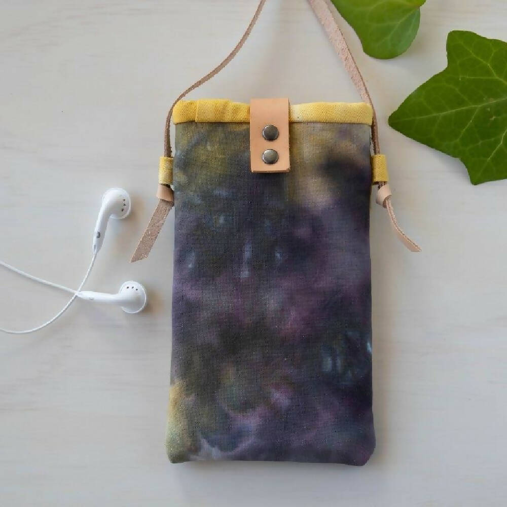 Ice Dyed Phone Carrier, Glasses Case, Yellow/Grey