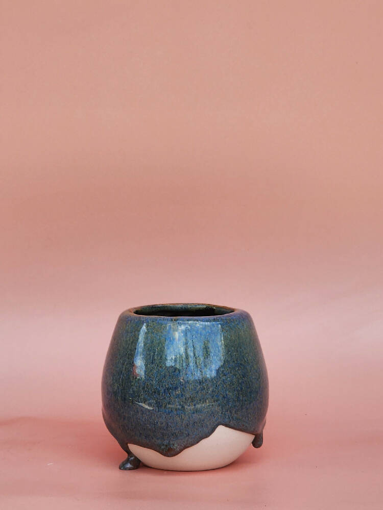 Handmade Ceramic Propagation Vase - Blue Stone Glaze