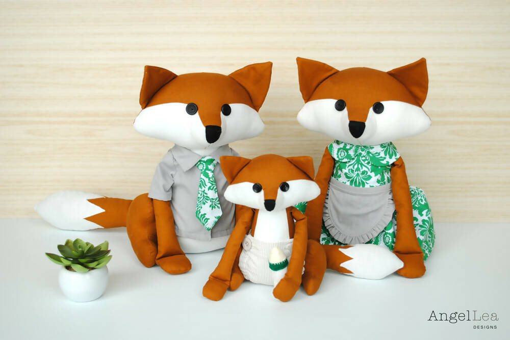 Fox Family Stuffed Animals PDF Sewing Pattern