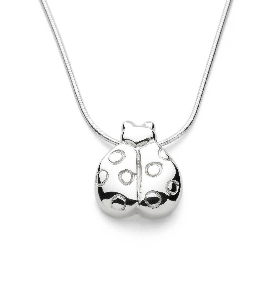Ladybird - Handmade Sterling Silver Pendant with Snake Chain