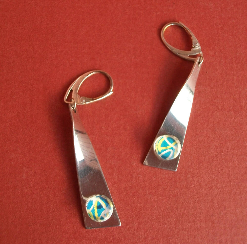 Baptista - painted ear drops on stainless tag