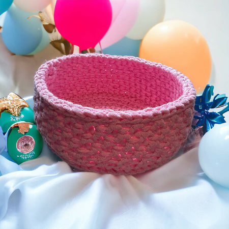 Crochet Handmade Baby Storage Basket - Pink