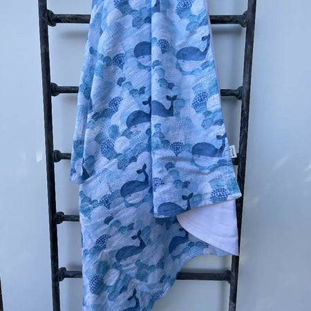 Baby Blanket / Flannelette Cotton / Whales
