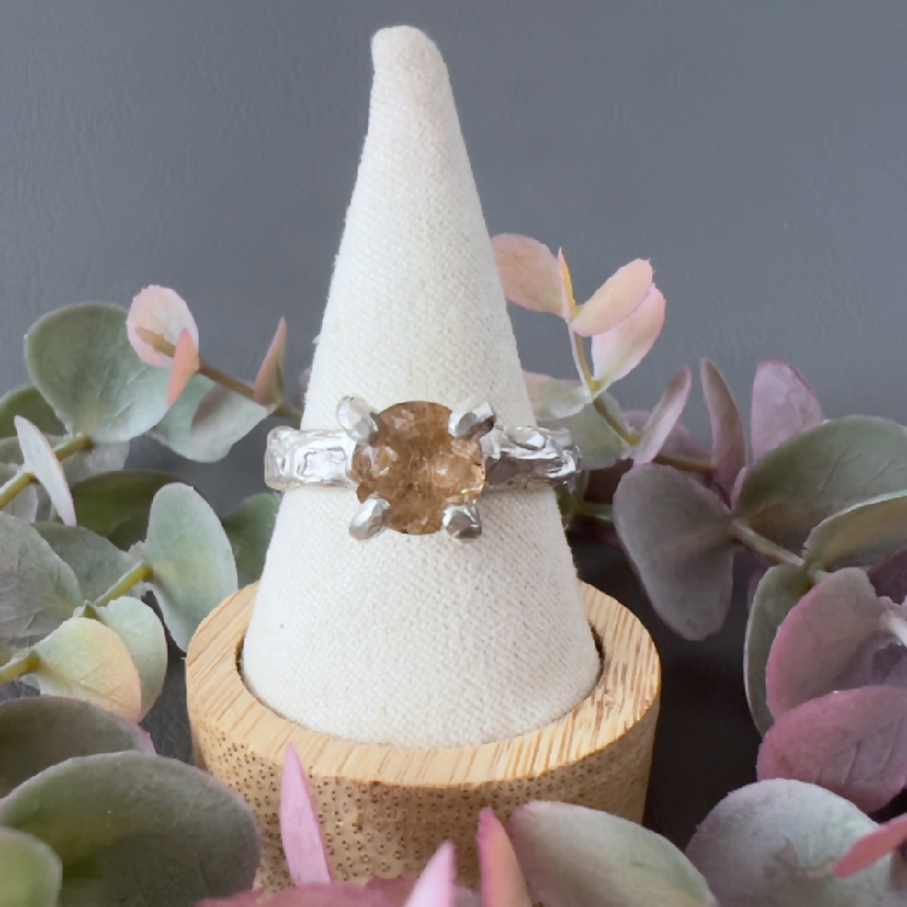 Organic Silver & Rutile Quartz Ring