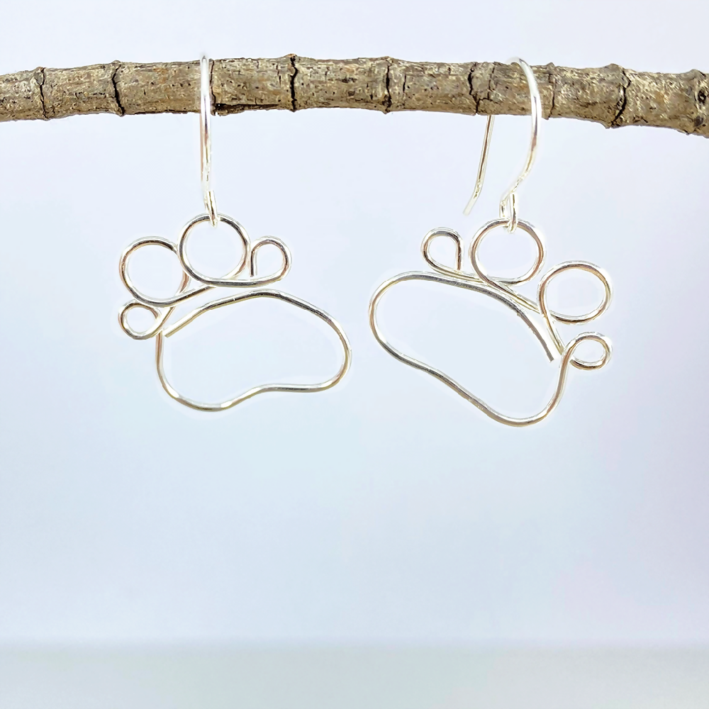 Sterling silver paw print earrings _4