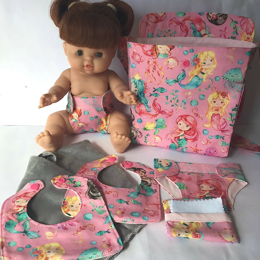 Nappy Bag and accessories for Baby Doll mermaid pink #2