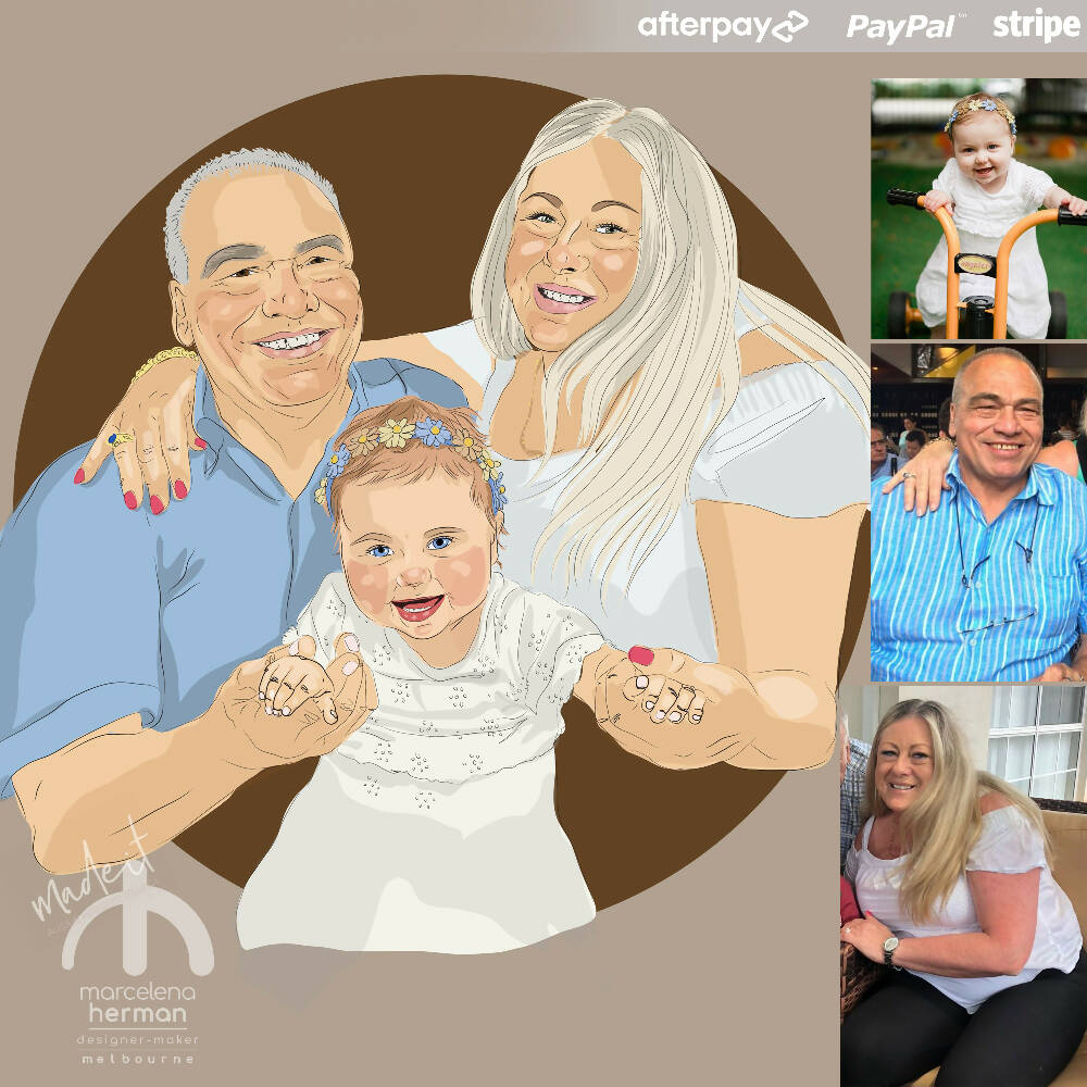 2D COLOURED | Composite | Family Portrait | Vector Illustrations