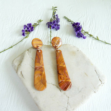 Gold & Bronze Polymer Clay Earrings 