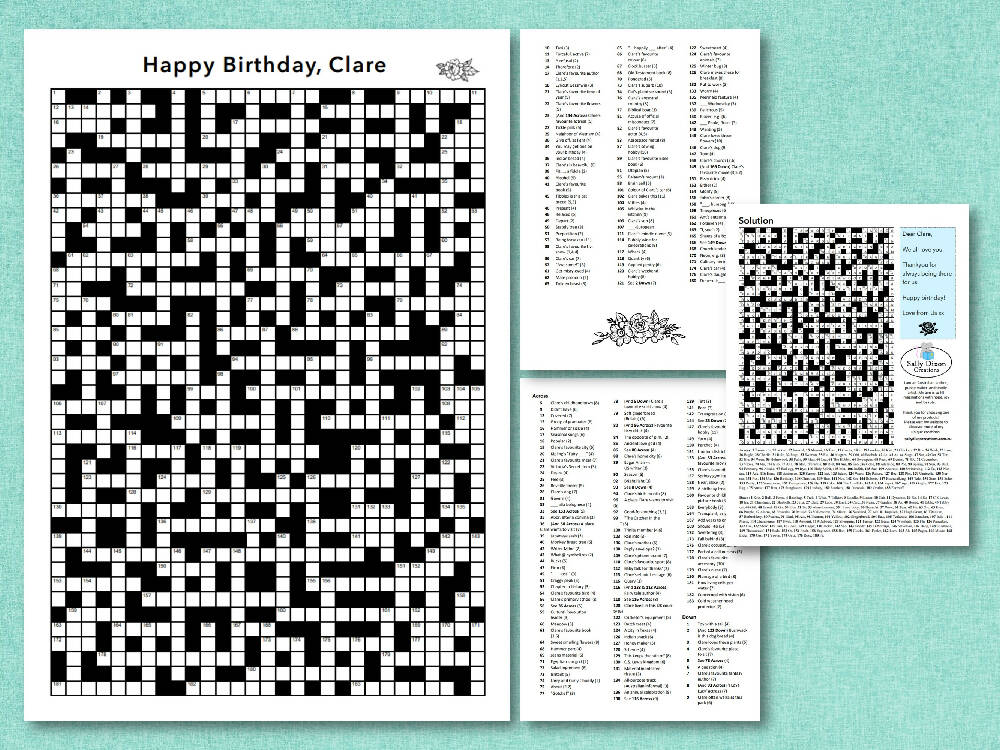 DIGITAL - Personalised Custom Crossword Puzzle, JUMBO-size, Printable PDF