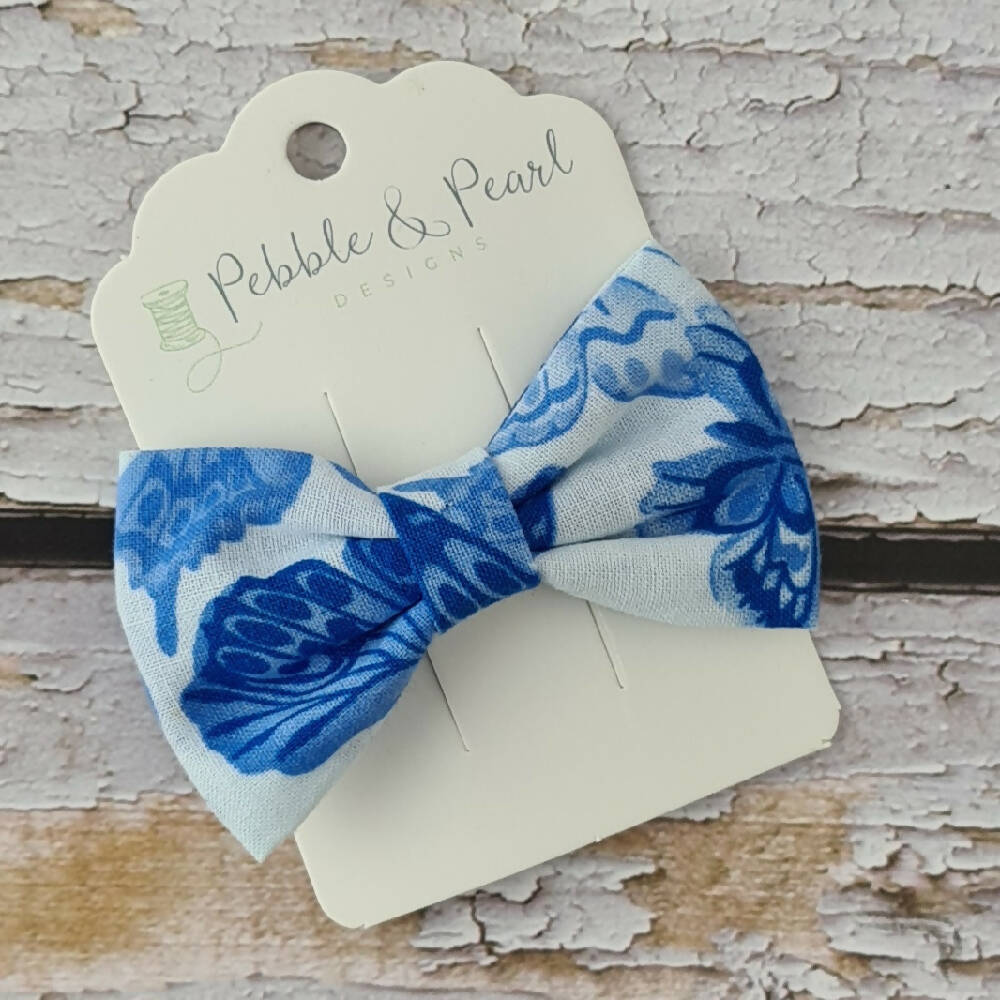 Large Hair Bows - Chambray Butterflies