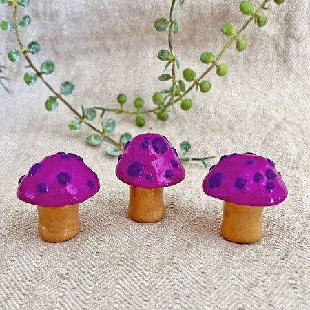 'Olivia' polymer clay toadstool house plant companions