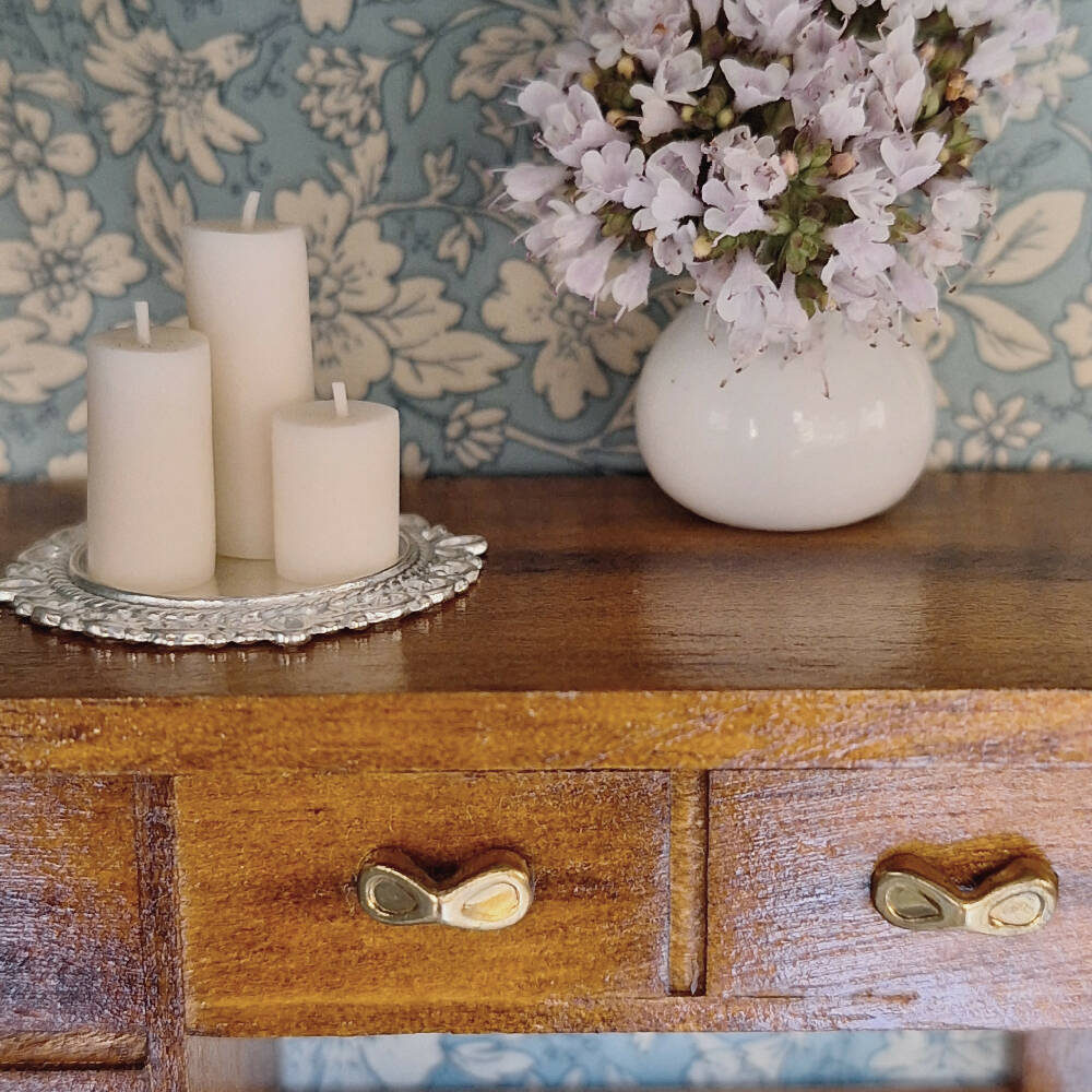 3 Candles Set with silver base Tray - WHITE