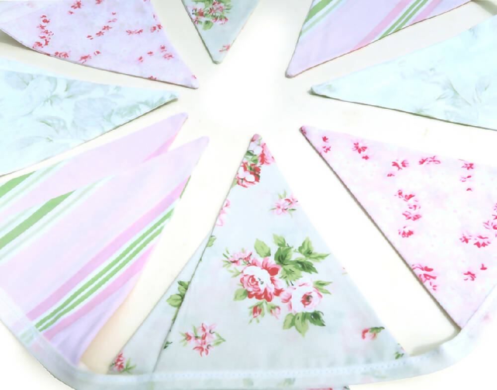 mint green & pink country bunting 1d