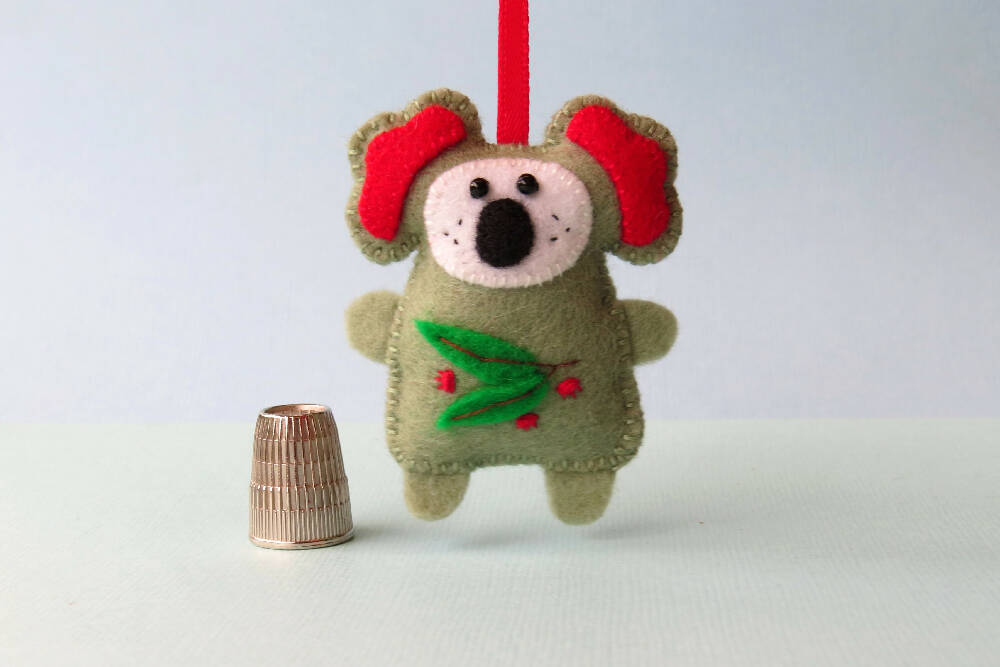 Christmas Ornament - Wool Felt Koala - Australian Animal