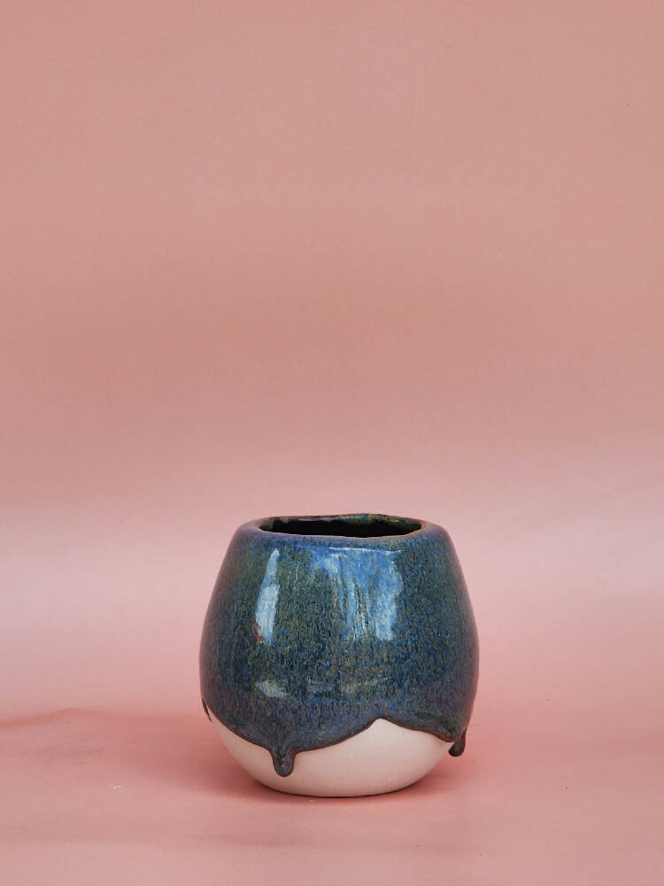 Handmade Ceramic Propagation Vase - Blue Stone Glaze