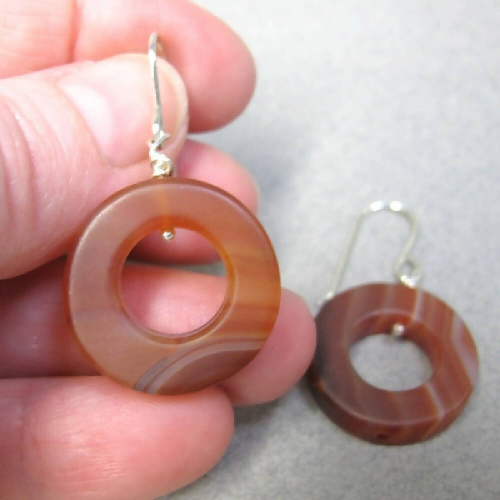 Matte carnelian chain and earring set 2