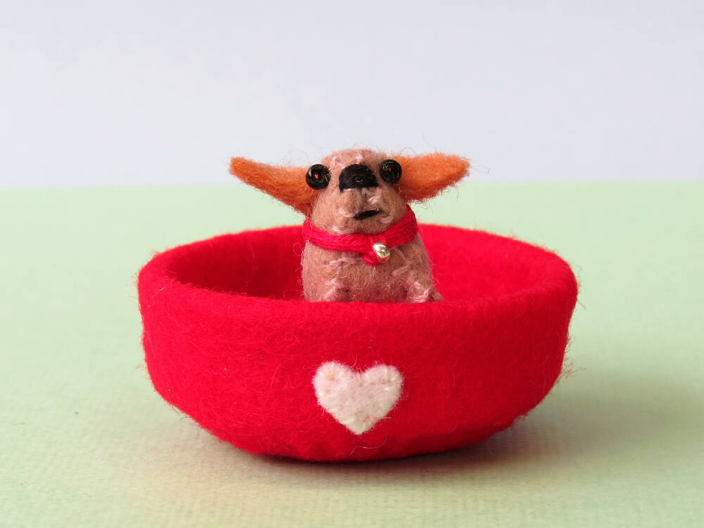 Miniature Felt Dogs - Wool Felt Dog Bed
