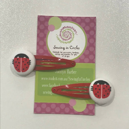 Red ladybug hair clips