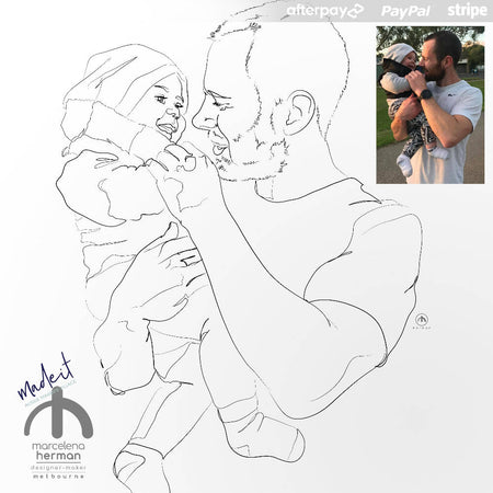 LINE DRAWING | Vector | Portrait | People | Family | Kids | Babies