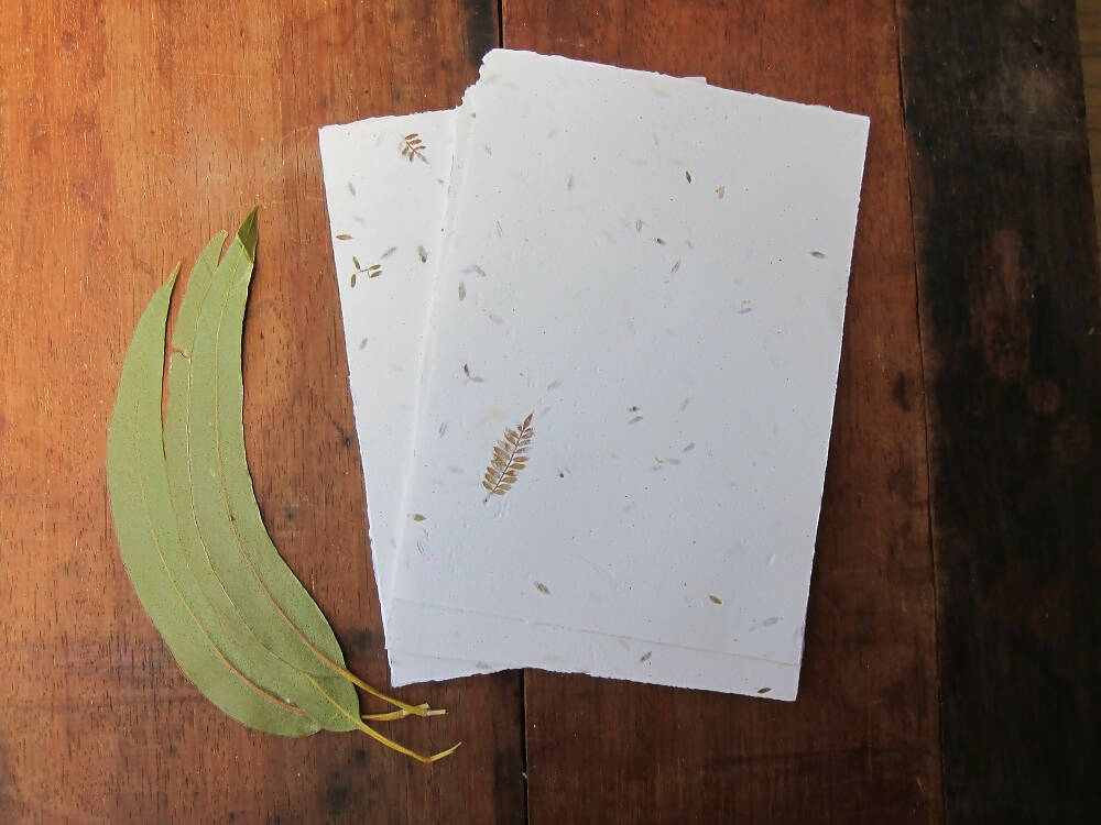 Handmade Paper with Jacaranda Leaves / Botanical Stationery / Craft Paper