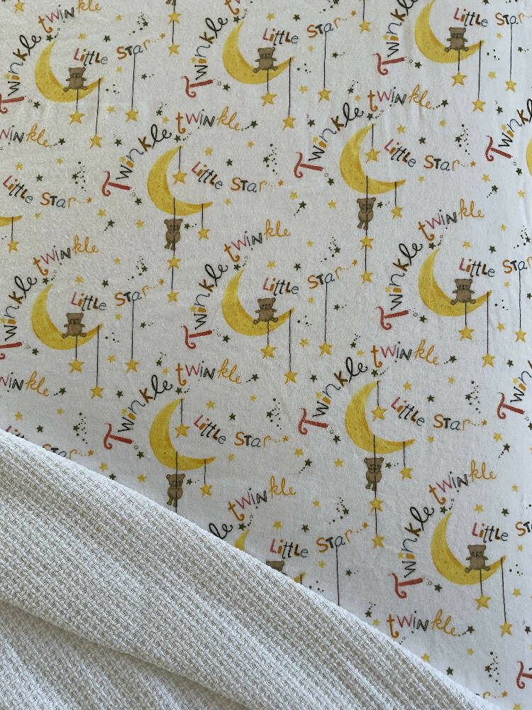 Cot Sheet, fitted flannelette cotton - Moon and Stars