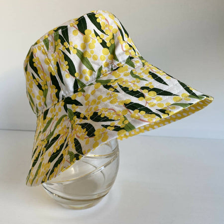 Summer hat in pretty wattle fabric