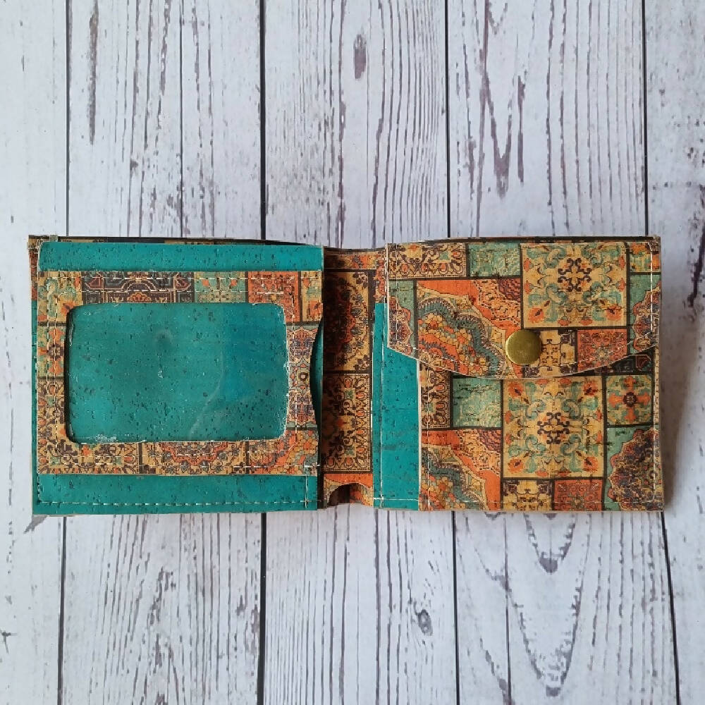 Men's Turquoise Wallet with Coin Pocket- Workman's Wallet