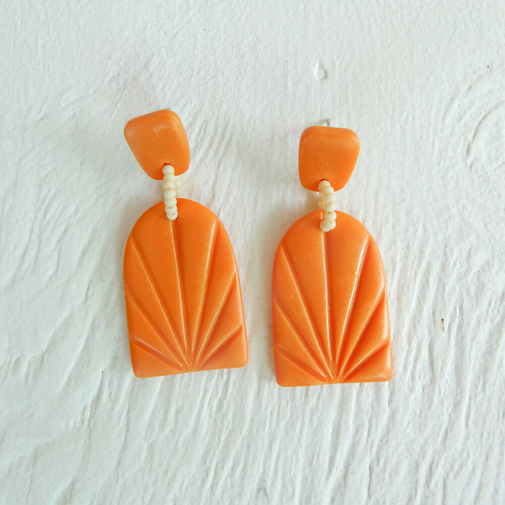 Orange Polymer Clay Earrings "Arches Orange"