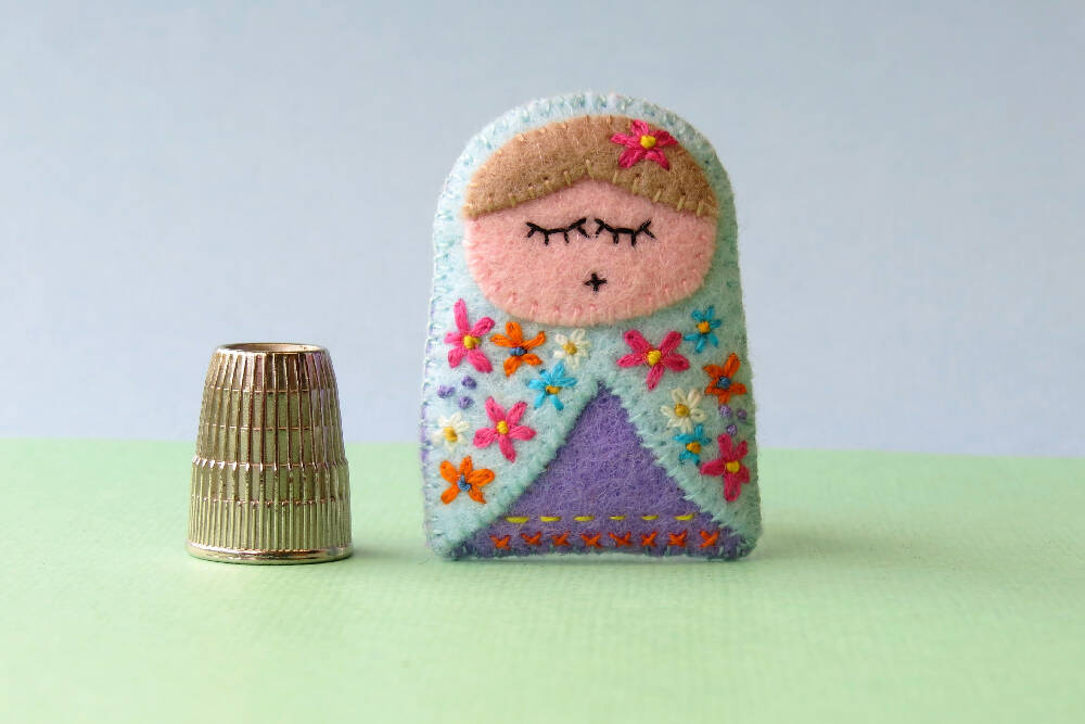 Babushka brooch - Wool Felt Embroidered Russian Doll