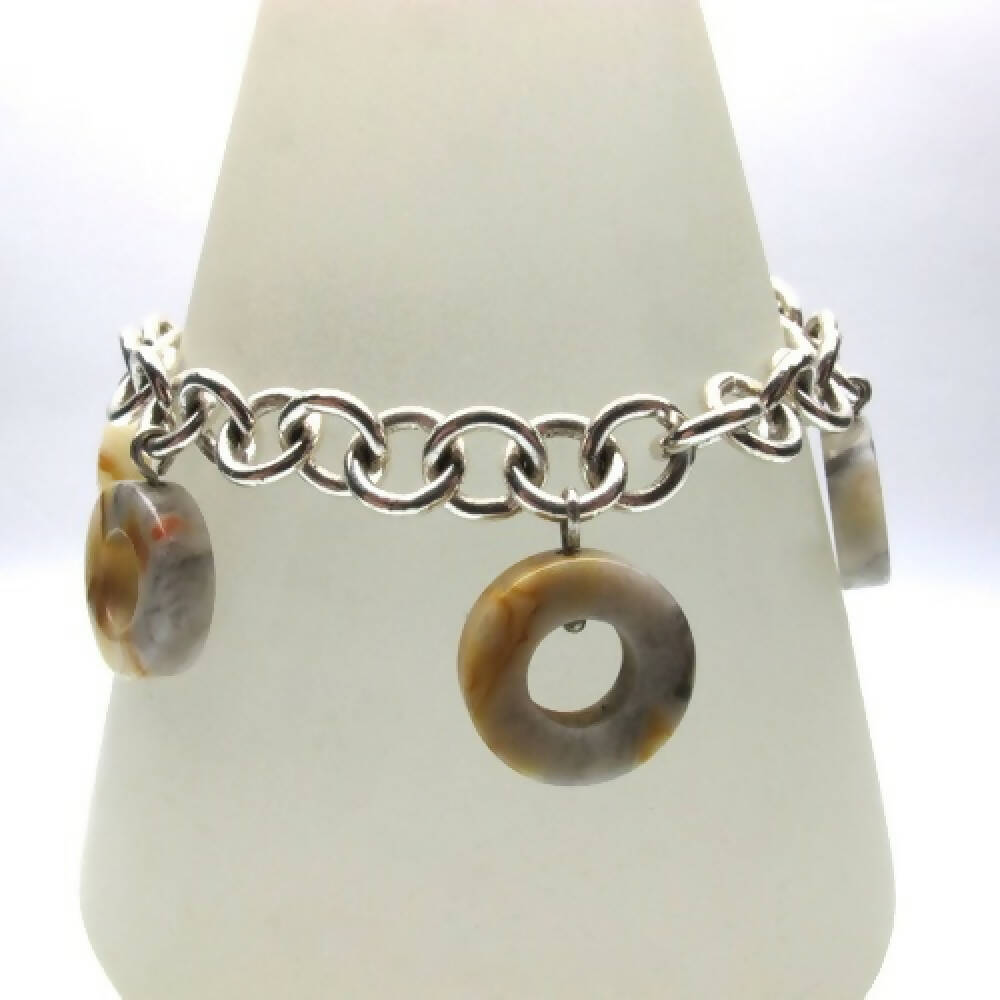 Banded agate and sterling silver bracelet 4