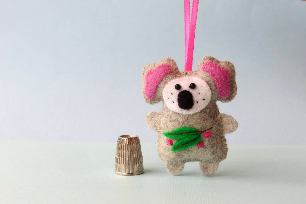 Christmas Ornament - Wool Felt Koala - Australian Animal