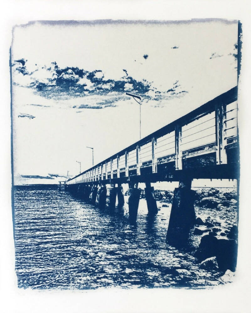 Jetty Art Print, Original Cyanotype, 8x10 inches, Pier Picture