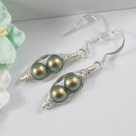 Two Peas In A Pod Silver Earrings