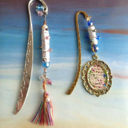 Beaded Bookmarks - Metal Stems - Book Page Beads