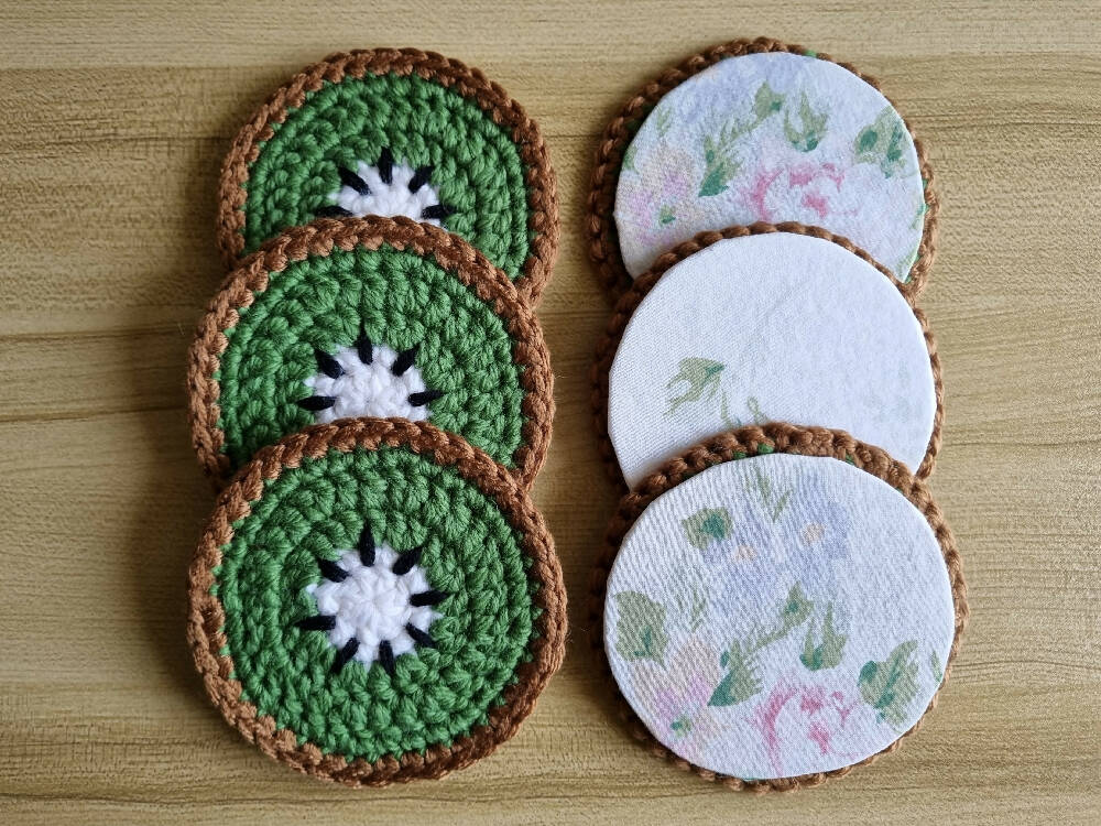 Crochet Kiwi Fruit Coasters (Set of 1, 2. 4, 6, or 8)