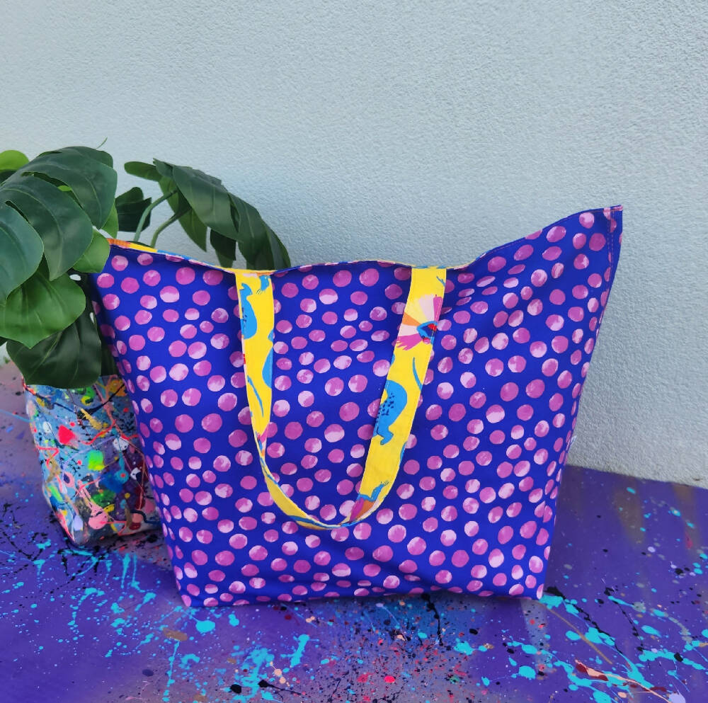 Purple and Pink Spotty McDot Tote Bag