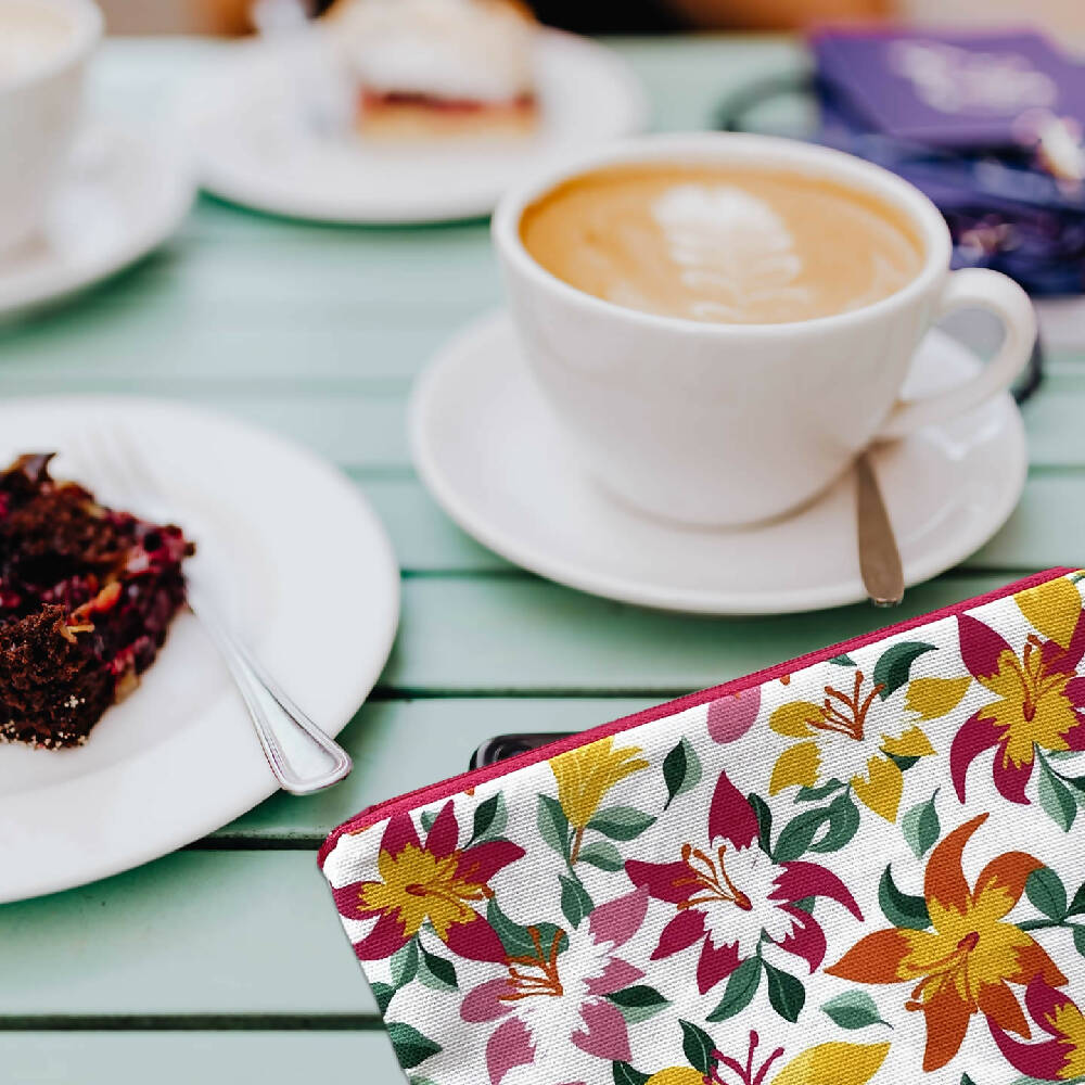 Zipper Purse - Bright Lillies Print with Secret Message inside #27