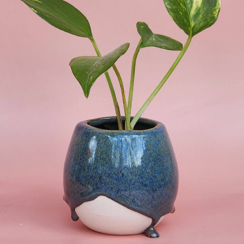 Handmade Ceramic Propagation Vase - Blue Stone Glaze