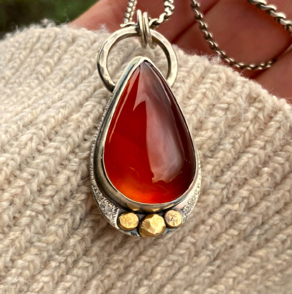 Red Onyx Teardrop Pendant 3