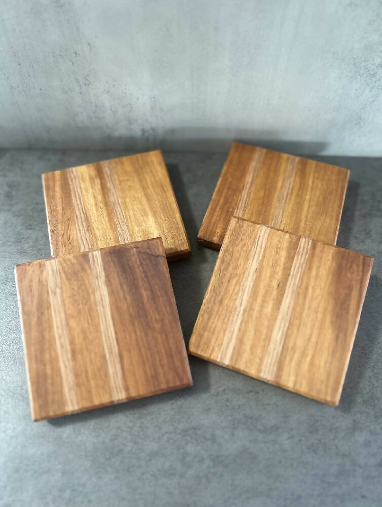 Rosewood and Oak Coasters - Set of Four