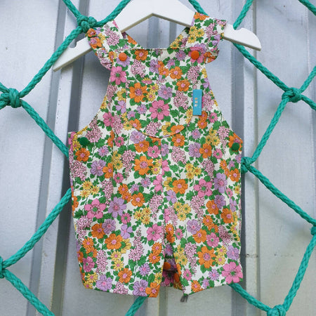 Size 00 Floral Dungarees with ruffles