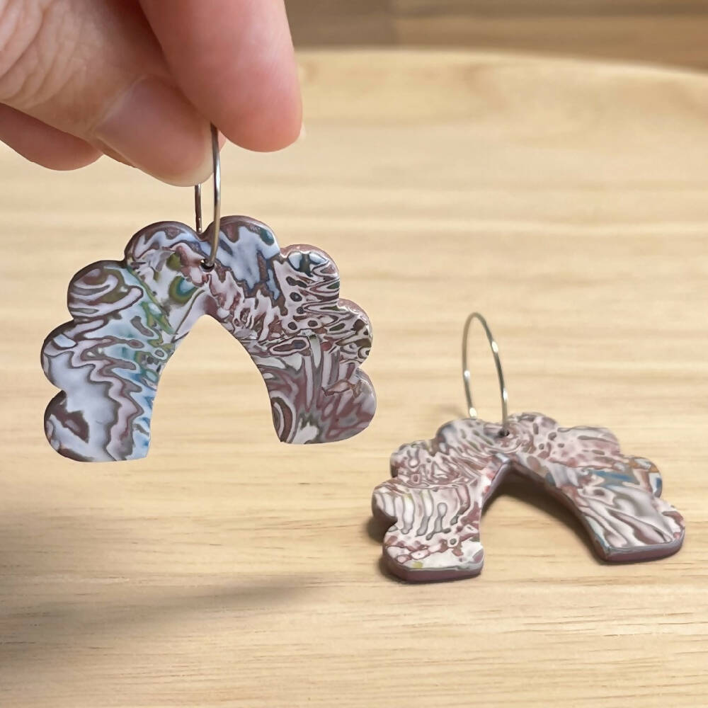 polymer-clay-fancy-arch-dangle-hoop-earring