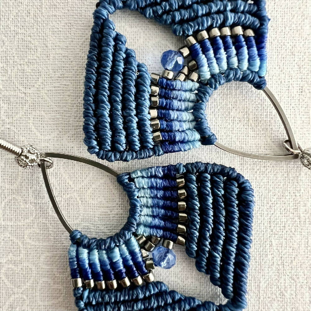 Dangle - Blue Jeans Micro Macrame Earrings