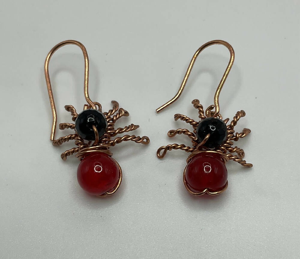 Copper Spider Earrings